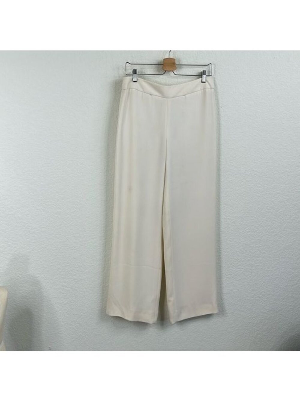 Giorgio Armani Flat Front Side Zip Wide Leg Trousers Silk